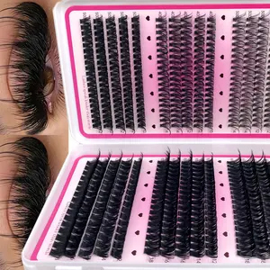 Mikiwi 570PCS D Curl High Capacity Individual Eyelashes Book DIY Lash Clusters Natural Look Extra Thick Wispy Ultra Soft Super Light Reusable Segmented False Eyelashes Extension