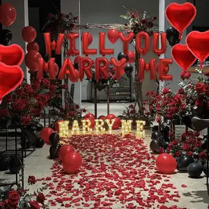 Valentine's Letter Balloons Will You Marry Me Heart Balloon Wedding Atmosphere Setup, Romantic Decoration Party Supplies, Heart Shaped Balloons