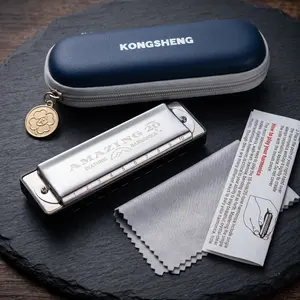 KONGSHENG AM20 10-Hole Harmonica-Richter Tuning, Bright Tone, Durable,Perfect Gift Diatonic Play