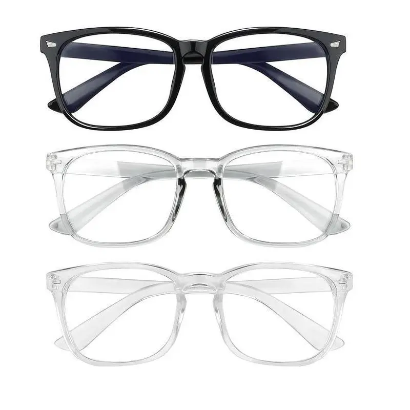 2025 Unisex Square-Frame Casual Eyeglasses - Blue Light Blocking, Reinforced Plastic Frames, Crystal-Clear Geek Non-Prescription Blue Light Glasses, Summer Fashion Eyewear for Office,Gaming, Multiple Packs Available, Blue Lights Glasses, Crystal-Clear Non