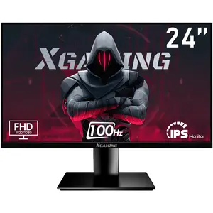 24 Inch Monitor 1080P 100Hz, FHD Frameless Computer Monitor, 99% sRGB, HDMI VGA Display, Built-in Speakers, Low Blue Light Screen for Gaming/Home Office, Supports VESA Mount, Tilt Adjustable - Black