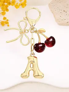 Women's Cherry Bow Letter Pendant Keychain, Casual Style Wallet, Handbag and Backpack Accessory, Car Keychain for Students