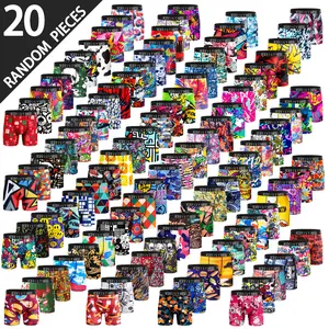 20-piece set of men's boxer briefs, trendy street style, moisture-wicking and breathable, multi-color combo pack, men's boxer briefs, anti-roll edges, multi-pack KJFISTMU Print Boxershorts