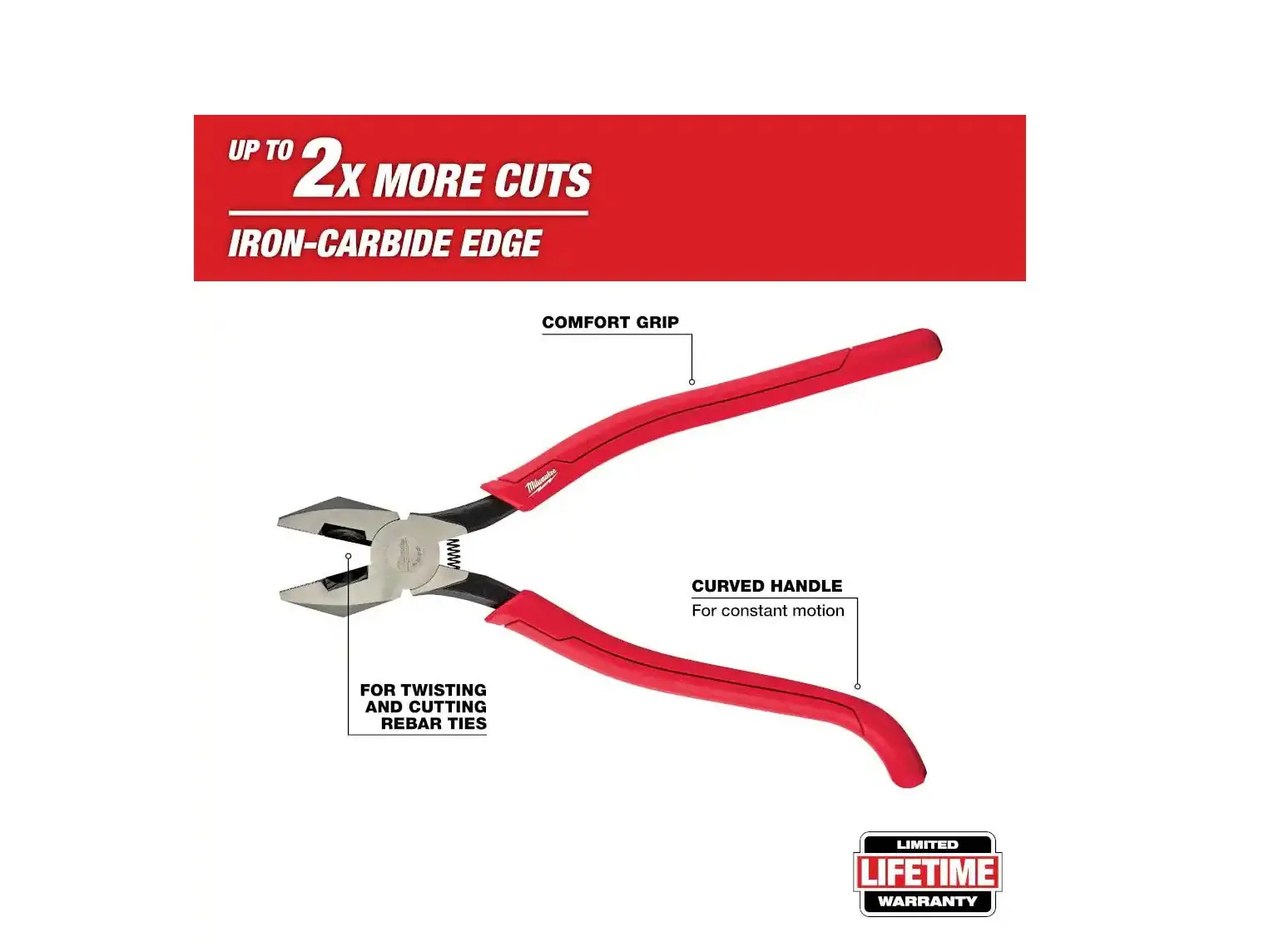 Milwaukee 48-22-6102 9-Inch Ironworker's Pliers - Angled Handle, Hardened Jaws, Iron Carbide Edge, Optimized Blade Angle, Rust-Resistant, Comfort Grip, Cutting, Forged Strength Design, Wire Twisting Pliers & Pincers for Construction Workers, 9 Inches