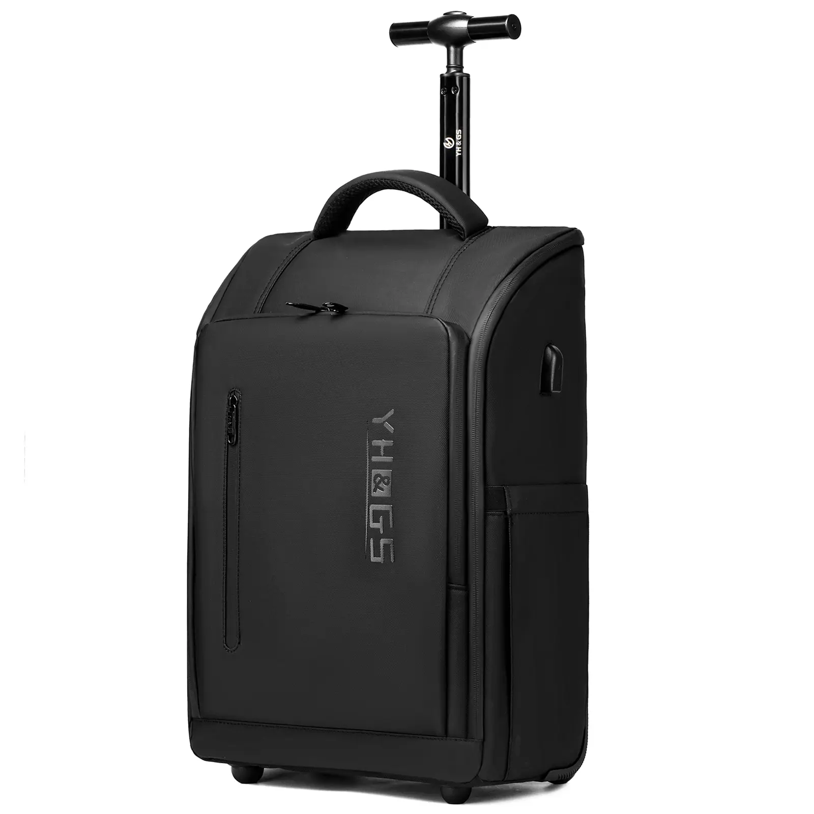 Water Resistant Convertible Rolling Backpack with Wheels, 2 Ways Wear as Hand Pull Luggage or Shoulder Backpack, Fits 15.6 Inch Laptop, Airline Approved Carry On Boarding Bag for Business Travel Weekend Trip Flight Travel