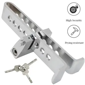 Road Trip Essential Anti-Theft Brake Pedal Lock Heavy Duty Stainless Steel Clutch Immobilizer 8-Hole Adjustable Vehicle Security Device SUV