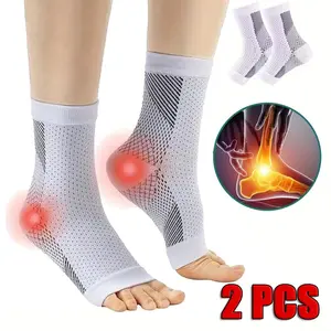 2pcs Ankle Compression Socks with Arch & Heel Support - Toe-Free Elastic Foot Brace, Breathable Mesh Design, No-Show Style, Comfortable Fit for Daily Wear & Outdoor, Hand Wash Only, Ankle Compression Socks Wear