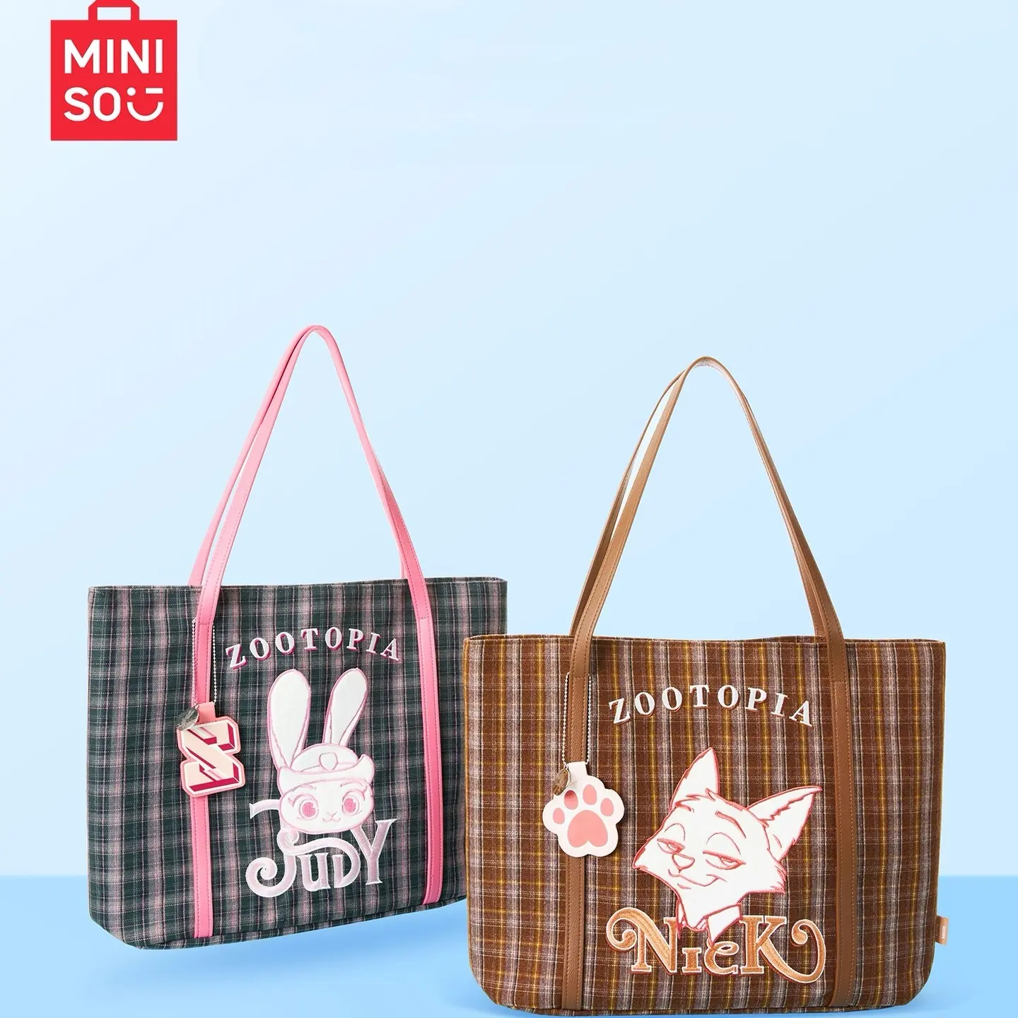 Disney Zootopia Series Plaid Tote Bag Fashionable Cute Shoulder Bag For Daily Use,Large Capacity,Durable Material,Commute & Shopping,Holiday & Holiday Haul#Summervibes, Back To School