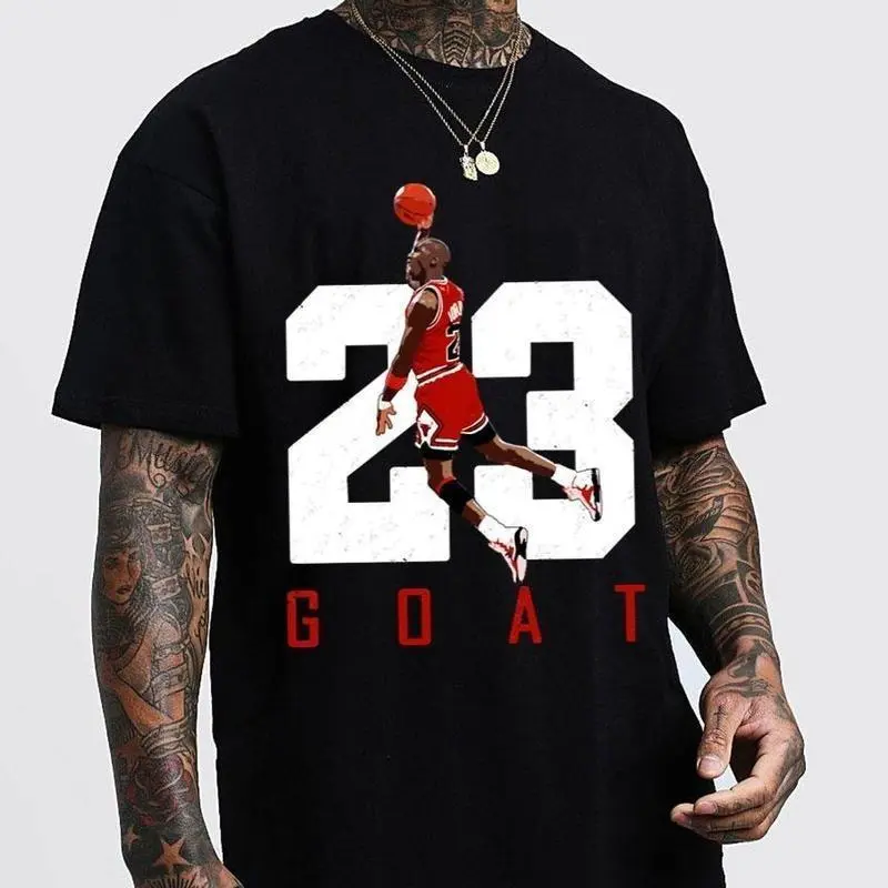 Number 23 Jumpman Tribute T-Shirt – Clean Retro Basketball Tee with Iconic Dunk Pose and Bold Typography for Hoopers & Fans graphic tees men funny shirts,t-shirt   good graphic tees Cotton Menswear Casual Sporty y2k unisex graphic versatile short sleeve