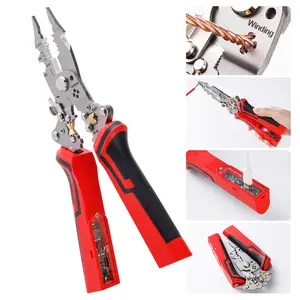 16 in 1 Professional Multi - Function Pliers with Flathead & Phillips Screwdrivers, Wire Stripper, Crimper,Hex Key Wrench, Bolt Cutter, Voltage Tester, Cable Cutter, Wire Spooler,Puncture Knife, Precision Wire Cutter,Hex Socket, Insulated Grip