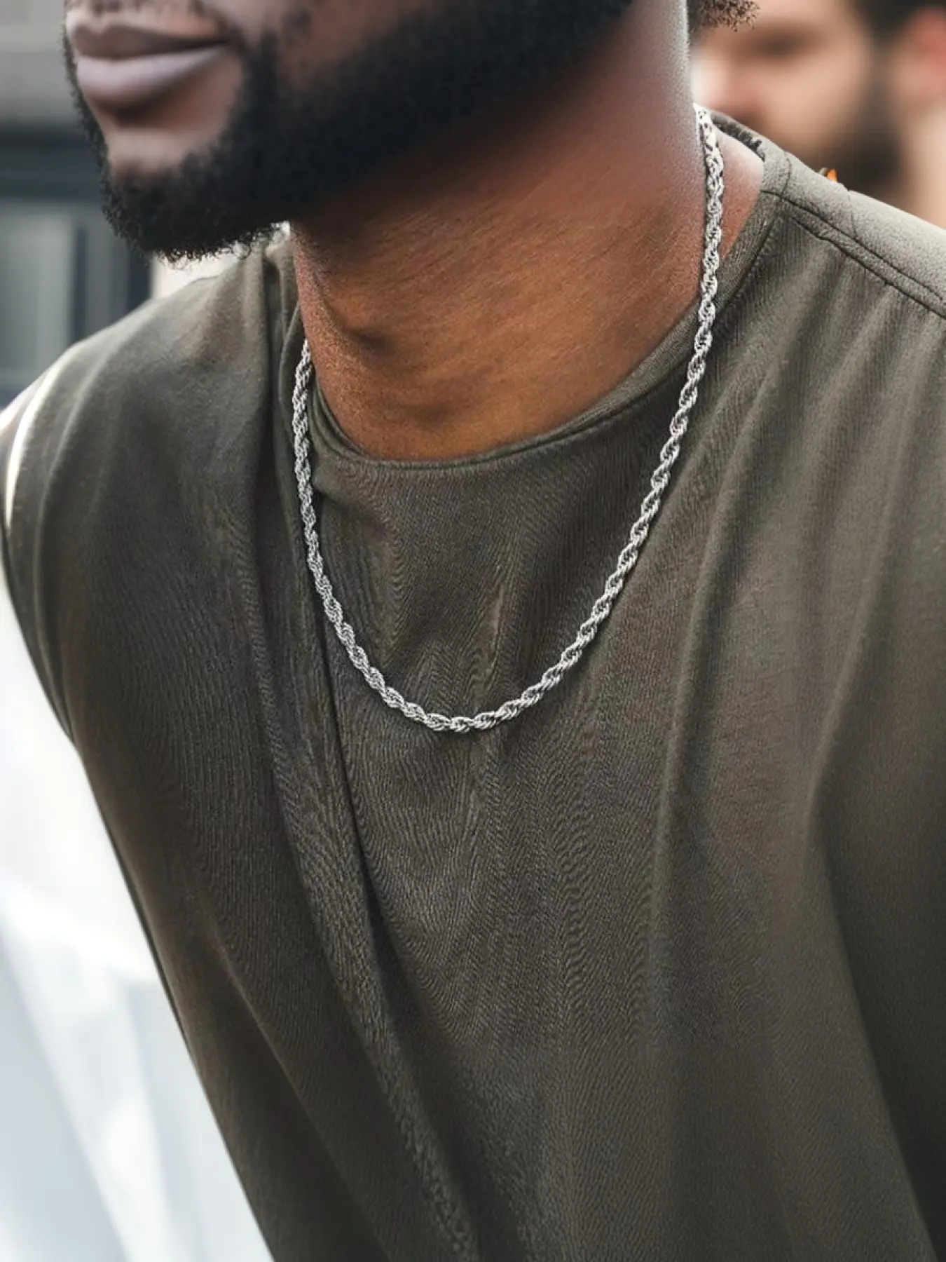 Simple solid color rope chain necklace for men, hip-hop style, a fashionable accessory to give to your boyfriend, Minimalist Chain