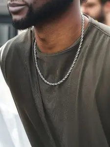 Simple solid color rope chain necklace for men, hip-hop style, a fashionable accessory to give to your boyfriend, Minimalist Chain