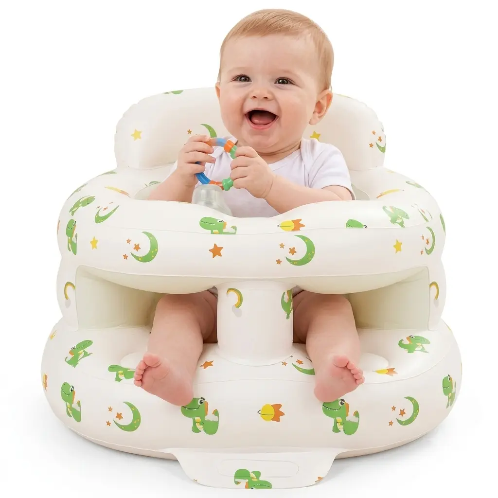 Inflatable Baby Sitting Chair for 3–36 Months,Built-in Air Pump,Full Support Design,Infant Support Seat for Sitting & Learning to Sit,For Indoor & Outdoor Use,Inflatable Baby Chair
