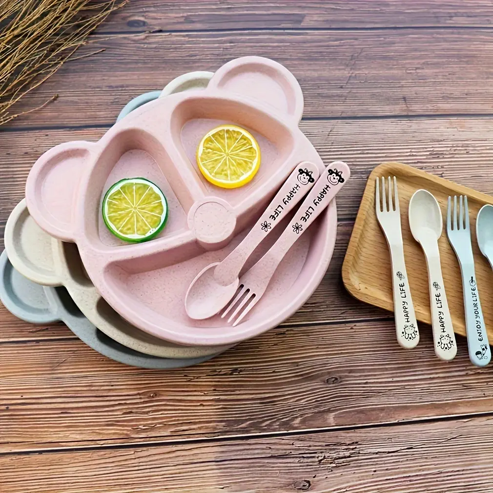 [Interesting |   Kids] New 1 Set Kids Plate Set |   Easily Attract Kids' Attention Increase Eat Interesting |   Designed for Children Tableware