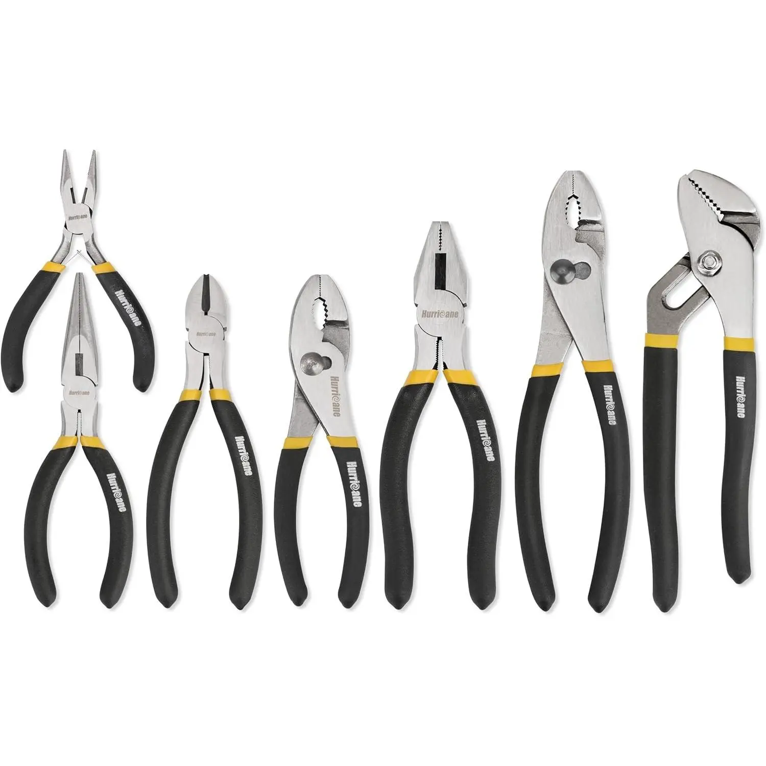 7-Piece Hand Tools Pliers Set - Forged Steel 8" Water Pump, 8"/6" Slip Joint, 7" Linesman, 6" Diagonal, 6" Mini Long Nose Pliers, Anti-Slip Grip Double-Dipped Handle, for DIY Maintenance, Increased Ease and Performance