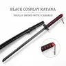 Anime Cosplay Zangetsu Theme Zanpakutou Replica Samurai Katana - Full-Size Black Metal Japanese Long Blade Sword with Matching Scabbard, Decorative Collectible for Conventions, Black Metal Swords