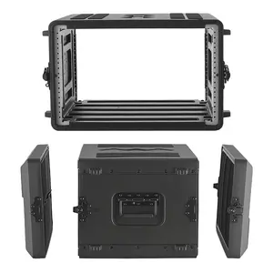 VEVOR 6U Rack Case, 15 in Depth, Rackmount Flight Case Shallow Rack with Microphone Compartments, Polyethylene Construction, Recessed Latches, Easy Installation, for Amplifier, 13.8 in Internal Depth