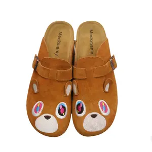 Cork Footbed leather Slippers Arch Support Potato Shoes with Adjustable Buckle clogs slides men clog