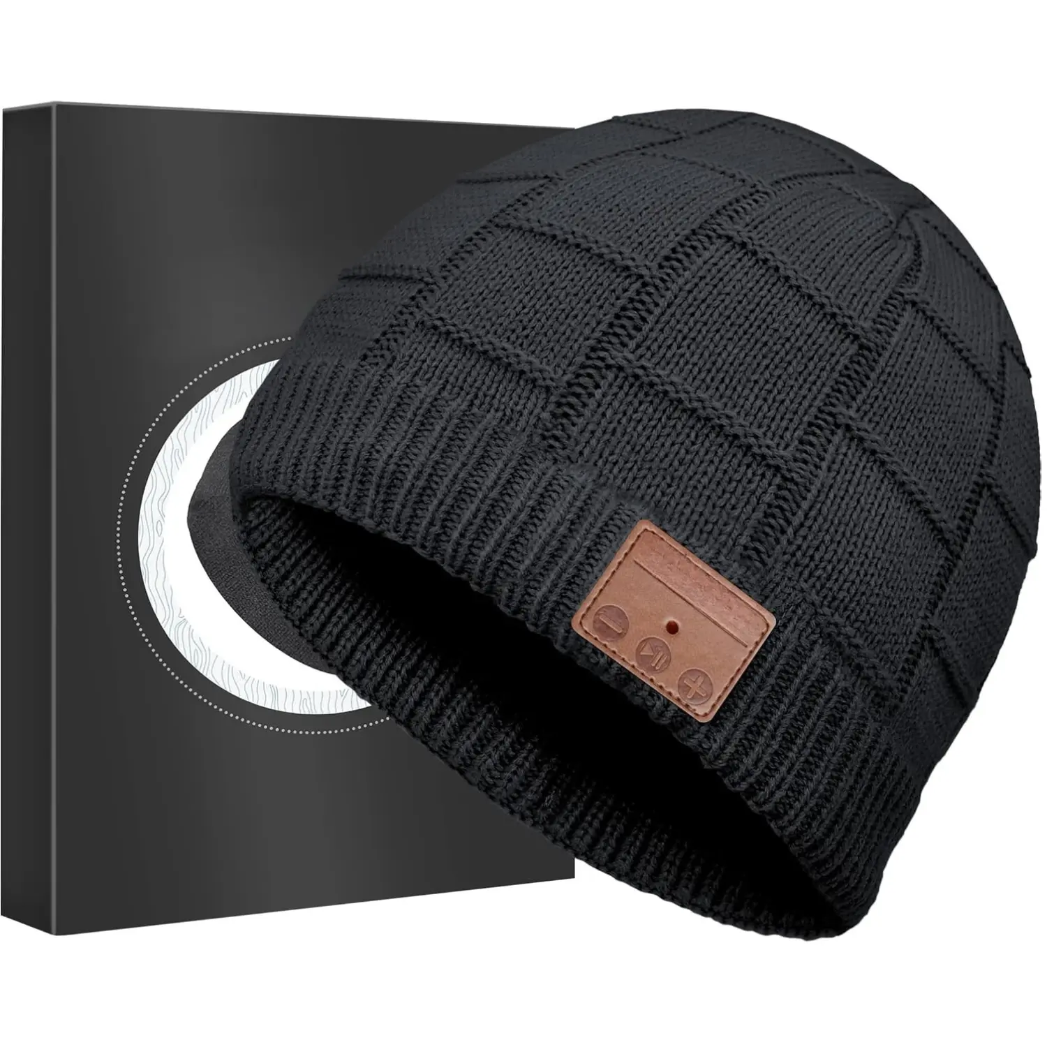Wireless Bluetooth Beanie Hat with Built In Speakers Rechargeable 250mAh Battery Double Knit Winter Music Hat with Microphone for Men Women