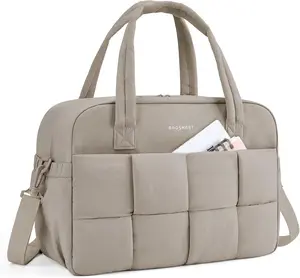 BAGSMART Women's Gym Bag, Puffer Duffle Bag - Personal Item Weekender Overnight Carry-On Tote for Travel