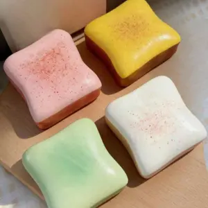 Four-Color Soft Butter Toast Squeeze Toy, Stress Relief and Relaxation, ///, Ideal Gift for Birthdays and Parties