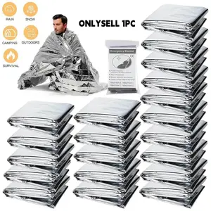 Reusable Emergency Blanket, Emergency Survival Gear, Emergency Survival Supplies, Outdoor Insulated Waterproof Windproof Sunshade, Lightweight Foldable First Aid Camping Shawl