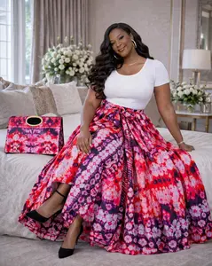 Vibrant Multicolor Ankara Wrap Skirt Set with Matching Clutch – Statement Maxi Outfit