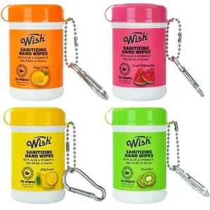 Wish Sanitizing Hand Wipes with Carabiner