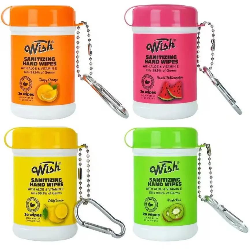 Wish Sanitizing Hand Wipes with Carabiner