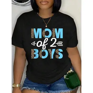 100% Cotton Mom Of 2 Boys T-Shirt |       Cute Mama Mommy Graphic Tee – Perfect Mother’s Day Gift Idea For Women