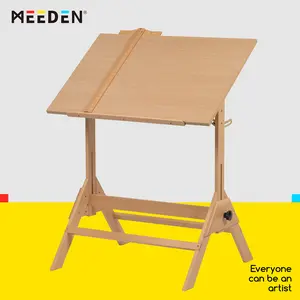MEEDEN Wood Adjustable Drafting Table: 35.5" x 23.5" Art Drawing Desk with Various Height and Tiltable - Rustic Artist Desk with Pencil Ledge and Ruler for Writing Reading Graphic Design