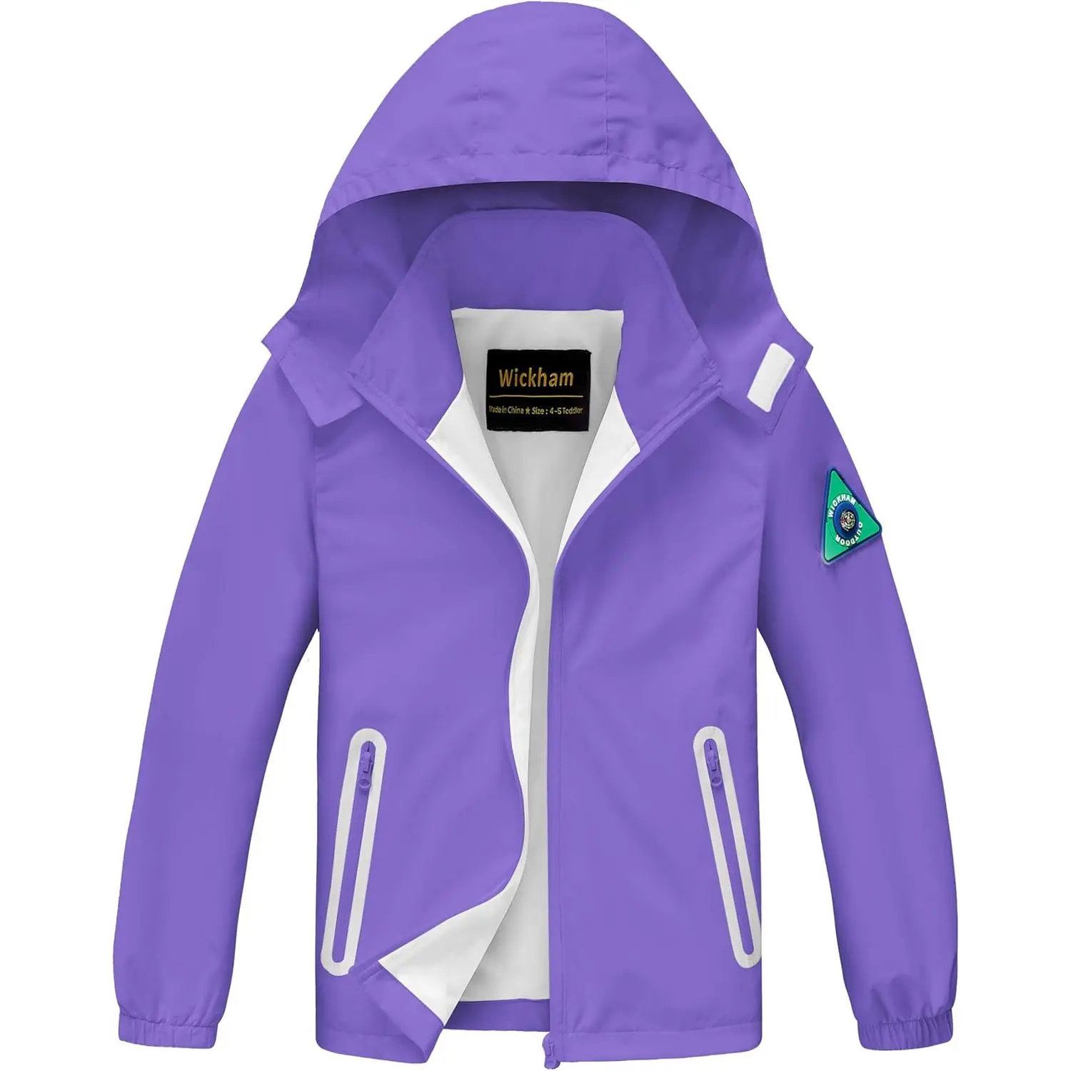 WICKHAM Kids' Waterproof Rain Jacket - Detachable Hood, Lightweight, Regular Length, Simple Cut Rainwear, Wind-Resistant Outerwear