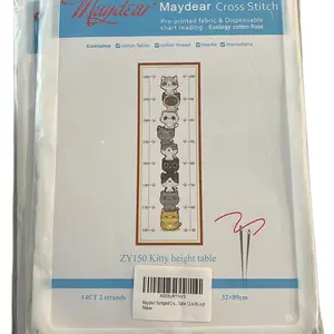 Maydear Stamped Cross Stitch Kitty Height Table 12.6x35 (14ct)