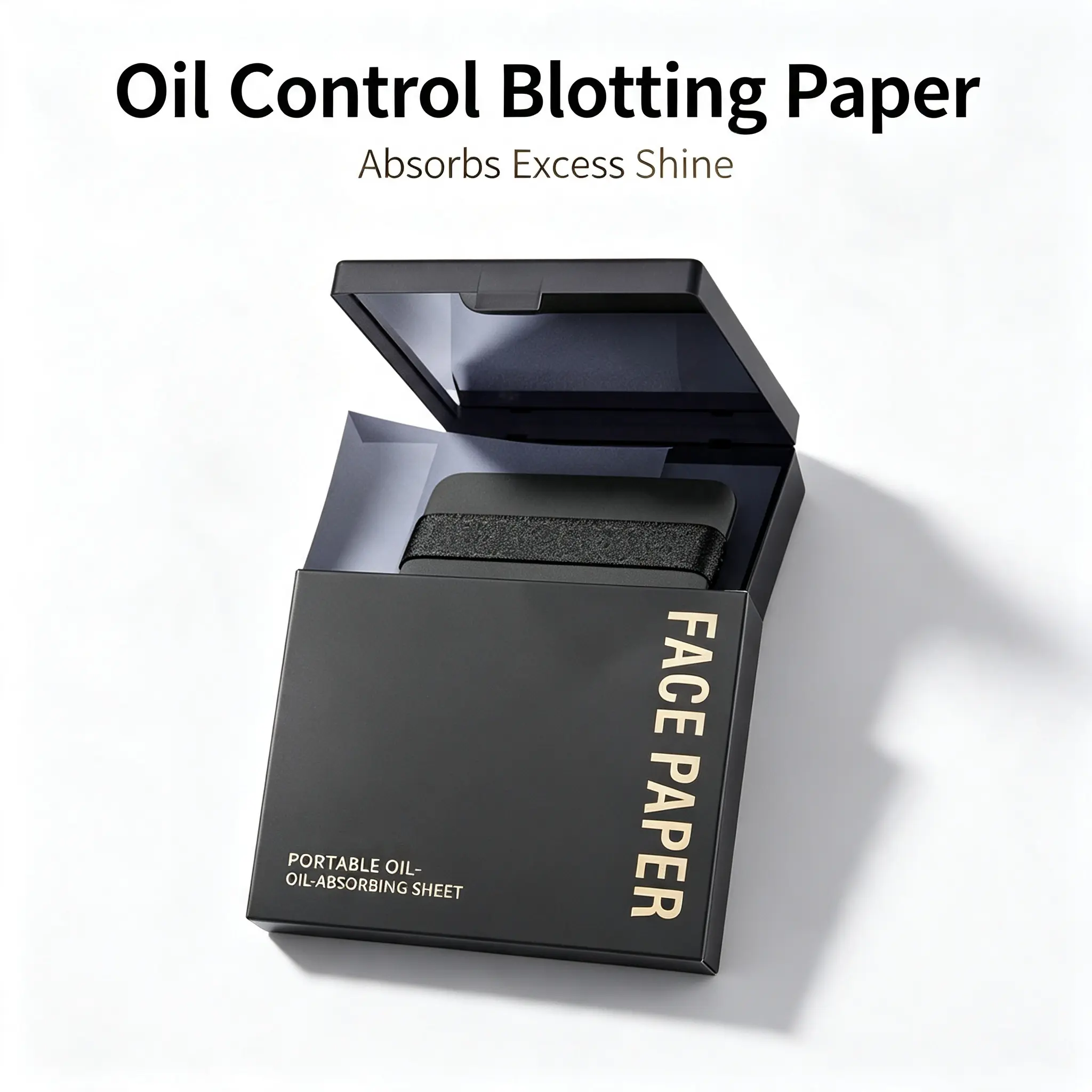Oil Absorbing Blotting Paper for Makeup Tools - Oil Control, No Makeup Smudge, Portable Case with Built-in Mirror and Puff, Use on Skin, Wholesale Supported