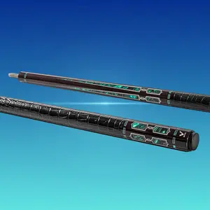 EVO LUNA Malachite Eclipse Pool Cue with Leather Wrap - Glass Fiber Shaft, Carbon+Glass Butt, TIME 3 Tip (12.5mm), 3/8-10 Ultra-Stiff Joint, 29in/29in, 19-19.5oz