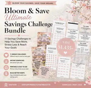 Bloom & Save: Ultimate Savings Challenge Bundle | Cash Stuffing Printable | Budget Planner & Money Saving Kit