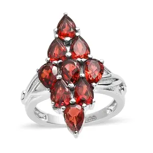 Garnet 4.15 ctw Elongated Ring in Stainless Steel Size 9 Christmas Gifts