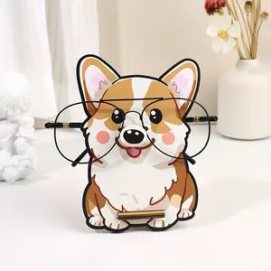 Corgi dog shaped glasses frame and storage seat - wooden glasses frame, cute corgi shaped, suitable for desktop decoration, bedside table accessories, pet lovers birthday gifts, and corgi dog theme designed for corgi dog owners