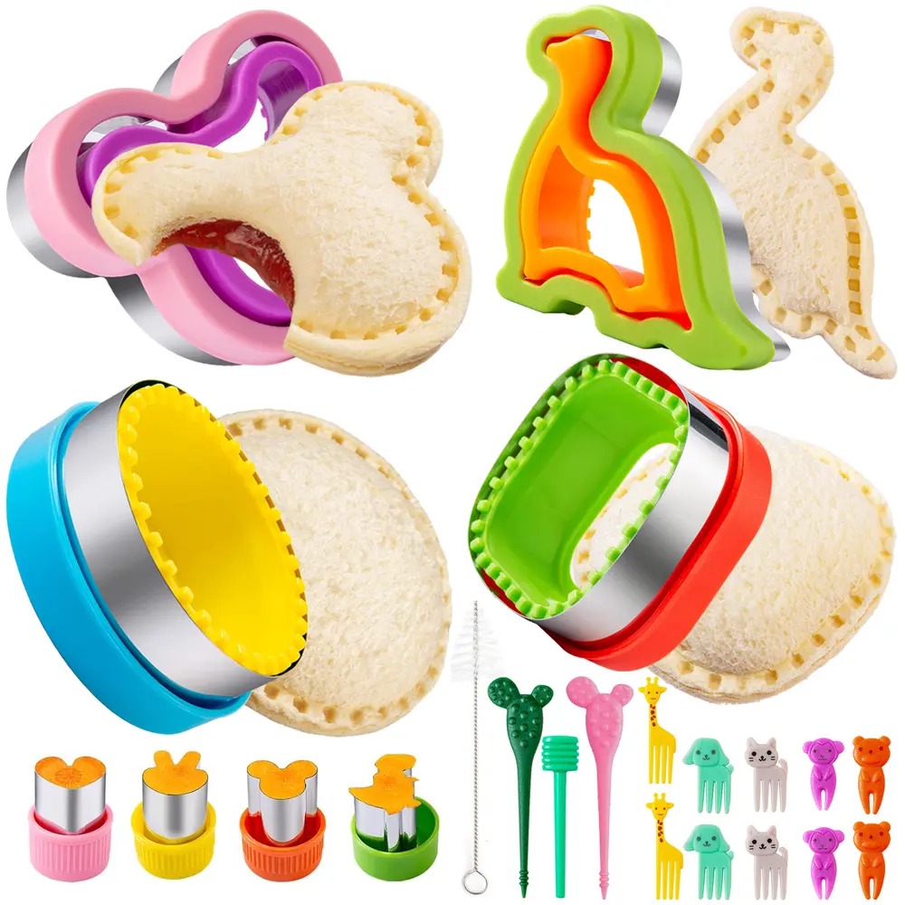 Sandwich Cutter for Kids Compact 5/9/22 Piece Food Shaping Bundle, Multi Purpose Bakeware for Daily Snacks, Backyard Picnic and Camping Food Prep