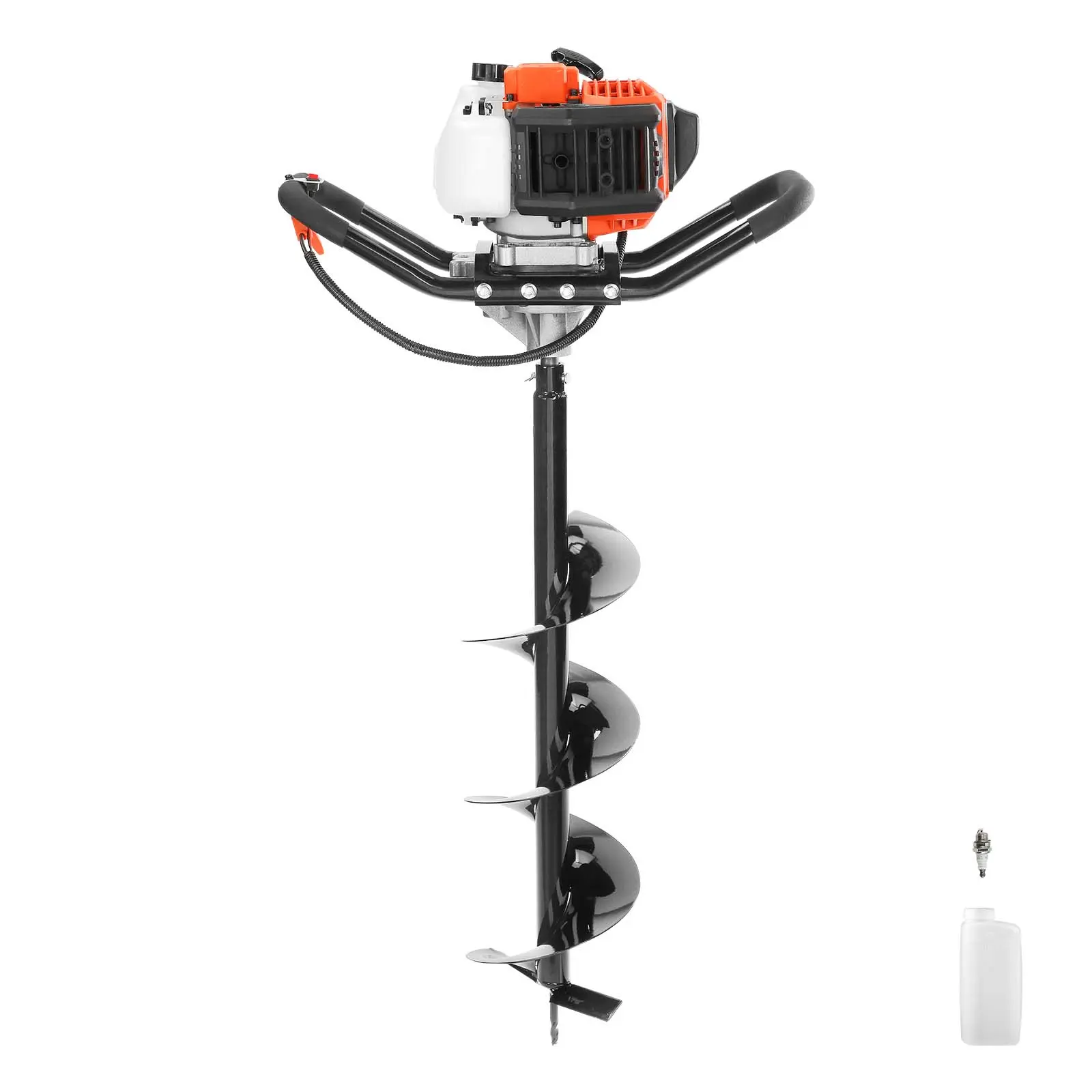 【DealsForYouDays】VEVOR Post Hole Digger 43cc 1250W Auger Post Hole diggerGas Powered Earth Digger with 8" Earth Auger Drill Bit30 inch Long Alloy Steel Augerfor FarmlandGarden and PlantEPA certification, Tool, Heavy Duty, Tool Kit