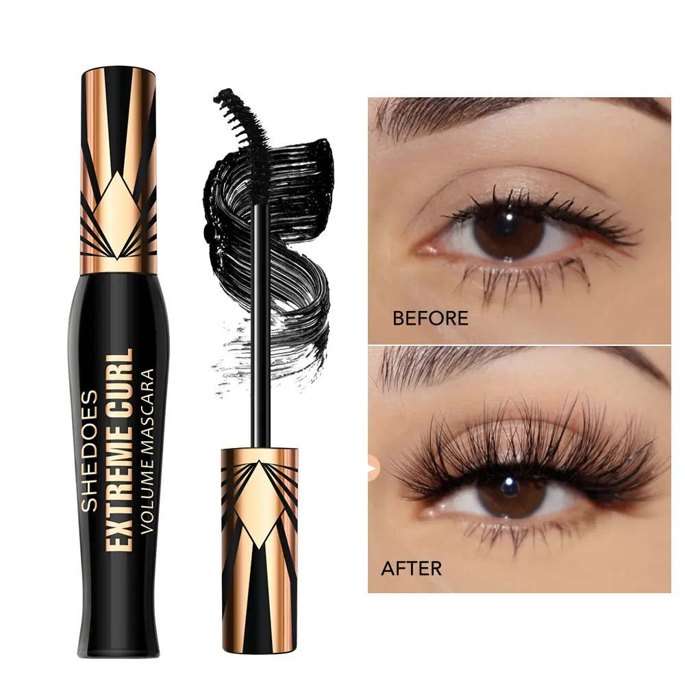 Extreme Curl Mascara - Eyelash Mascara Volume Mascara Waterproof Smudge-Proof Long-Lasting Thick Lashes Curling Mascara Volumizing Mascara