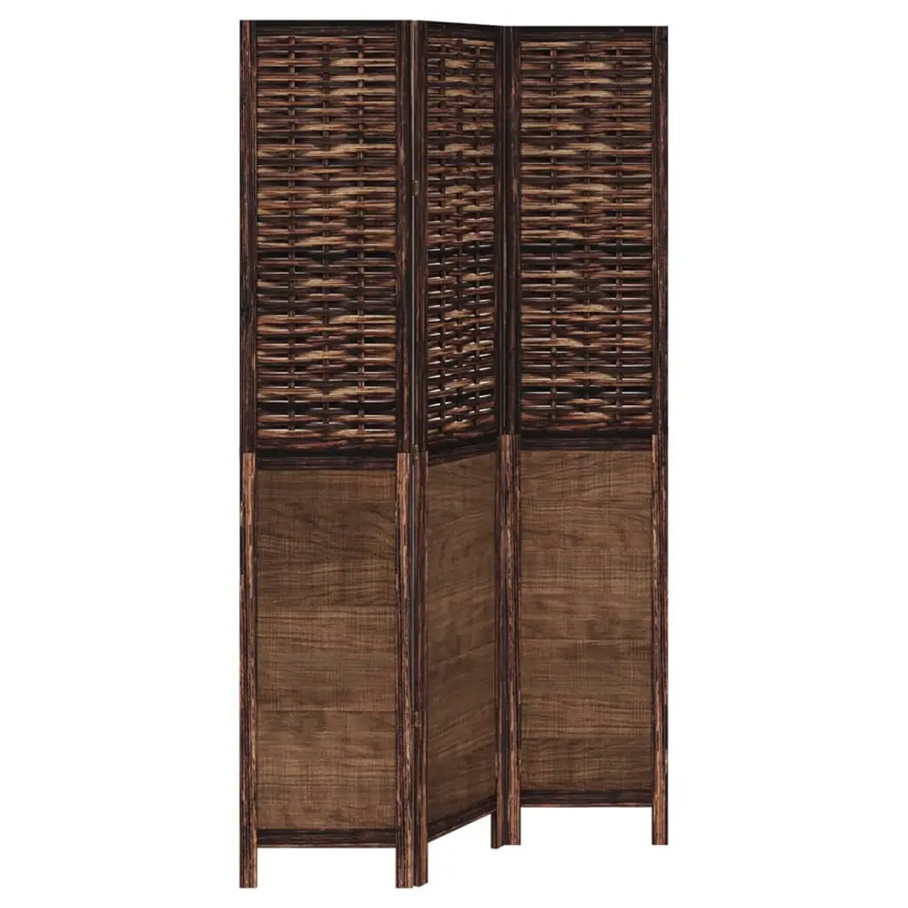 vidaXL Room Divider 3 Panels, Privacy Screen, Room Separator for Bedroom Office, Foldable Room Partition, Dark Brown Solid Wood Paulownia 358703