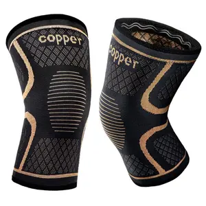GEEKHOM Copper Knee Braces 2 Pack for Knee Pain Relief & Support - 3D Knitting Technology for Meniscus Tear, Running, Weightlifting, Workout, ACL, Arthritis, Joint Pain Relief - Patella Band