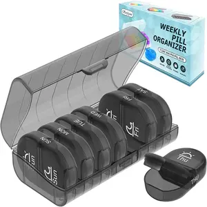 Weekly Pill Organizer Box, Travel Medicine Storage, Medical Organizer, Am Pm Pill Case, 7 Day Protection, Daily Drug Holder, Suitable for Vitamins & Supplements