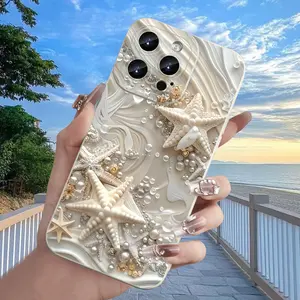 3D starfish pearl decoration, scratch-resistant and durable, with a simple and elegant design, suitable for business use. Compatible with iPhone 17/16/15/14/13/12/11/X/XS/XS Max/XR/12,13 Mini/16E/17E, it is a holiday gift for friends, family, and yourself