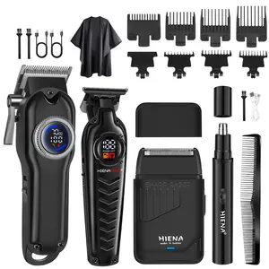 Hair clipper multifunctional men's electric grooming four in one set, electric hair clipper+carving electric push clipper+shaver+nose hair trimmer combination, USB-C digital grooming tool, silent anti pinch hair, household adult hair clipper tool