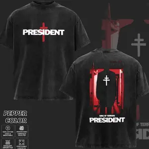 [COLLECTION] President Band T-Shirt Collection, Gothic Cross Graphic Tee, Retro Deathcore Style Shirt, Dark Religious Metal Inspired Shirts, Vintage Washed Heavy Cotton Band Tee, Gift for Metal Music Lovers, Alternative Merch for Men & Women TVN