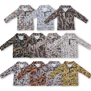 Boy Camo Pollover Hunting Clothes Winter Half Zip Shirts