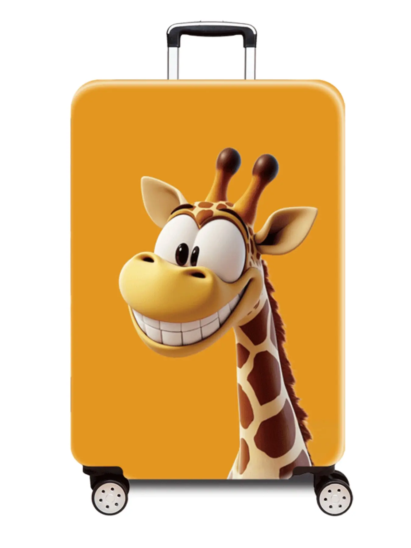 Giraffe Cartoon Pattern Thick Luggage Protector Cover, 300g/m², Suitable for Business Travel Vacation, Travel Essentials, Fits 20-28 Inch Suitcases, Casual Style, Durable Travel Accessory, Traveling Essentials