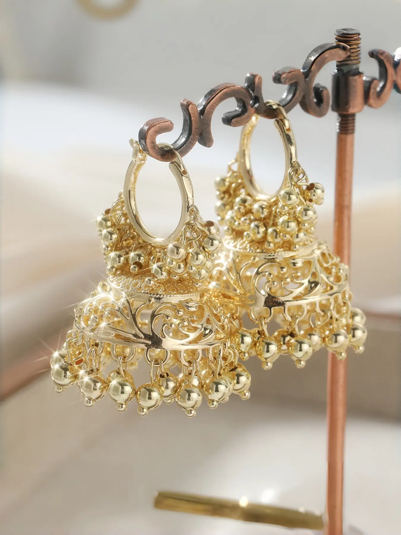 Exotic Style Carved French Tassel Small Round Earrings for Women, Indian Style Holiday Atmosphere Earrings, Dangle Earrings, Dangling Earrings, Ear Accessories